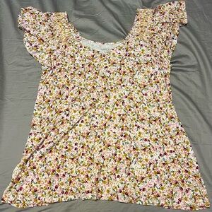 Torrid size 2 Orange and Brown Flutter Sleeve Blouse